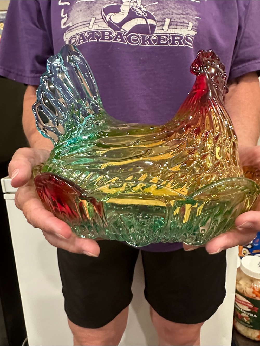 Multicolor Glass Hen Dish - Decorative Bowl